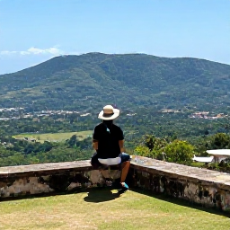 Caribbean Holidays, Haiti Solo Holidays, Solo visitor viewing the Citadelle Laferri&egrave;re and mountain landscape in northern Haiti under clear January skies