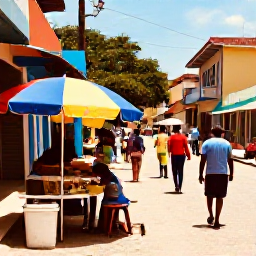 Caribbean Holidays, Haiti Tours, Colourful Haitian street scene in February with local market stalls, bright umbrellas and warm Caribbean sunlight