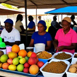 Caribbean Holidays, Haiti Tours, Friendly Haitian food market with colourful fruit, spices and traditional dishes prepared by local vendors