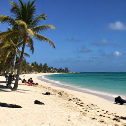 Caribbean Holidays, Haiti Tours January, Quiet Haitian beach with turquoise water, palm trees and visitors enjoying the warm January weather