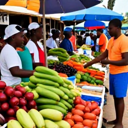 Caribbean Holidays, Haiti Tours March, Friendly local guide welcoming travellers at a Haitian market, with colourful produce and handmade crafts
