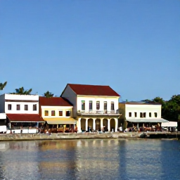 Caribbean Holidays, Haiti Tours March, Jacmel waterfront and colourful colonial architecture with artists, caf&eacute;s and visitors enjoying a sunny March day