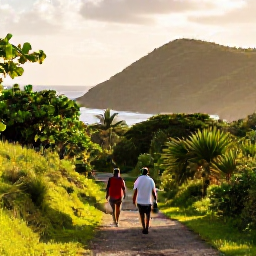 Caribbean Holidays, Haiti Walking Holidays, A coastal walking trail in Haiti during November, with green hills, tropical vegetation and warm Caribbean light