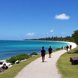 Caribbean Holidays, Haiti Walking Holidays, A scenic Haitian coastal path above turquoise Caribbean water, with walkers resting near a quiet beach