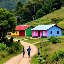 Caribbean Holidays, Haiti Walking Holidays, Haitian rural village beside a walking trail, colourful homes, local people and lush countryside in March