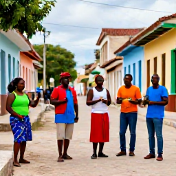 Caribbean Holidays, Haiti Walking Holidays, Visitors enjoying a colourful Haitian cultural scene after a day of walking, with musicians, local food and welcoming town streets