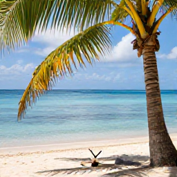 Caribbean Holidays, Haiti Wellness, Traveller relaxing beneath palm trees beside a calm Haitian beach, with a book, natural shade and clear blue water