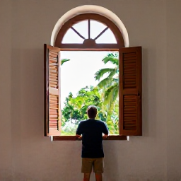 Caribbean Holidays, Historic Churches, A traveller exploring a historic Caribbean church interior with sunlight through wooden shutters