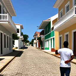 Caribbean Holidays, Historic Walking Tours, A friendly local guide leading visitors through a colourful historic Caribbean town with colonial buildings, cobbled streets and tropical sunshine