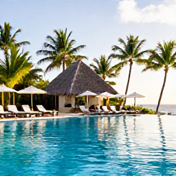 Caribbean Holidays, Jamaica Adults Only, Adults relaxing beside a stylish infinity pool at a Jamaican resort, palm trees and warm sunlight, natural travel photography