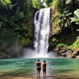 Caribbean Holidays, Jamaica Adults Only, Couple exploring a lush Jamaican waterfall near Ocho Rios, surrounded by tropical greenery and clear water