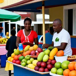 Caribbean Holidays, Jamaica Adults Only, Jamaican market street with colourful fruit stalls, local food and friendly atmosphere during the December festive season