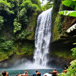 Caribbean Holidays, Jamaica Adults Only, Visitors exploring Dunn's River Falls in Jamaica, lush green forest, flowing water and safe adventurous holiday atmosphere