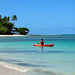Caribbean Holidays, Jamaica Adventure Holidays, A sea kayak and snorkeller exploring calm turquoise water beside a Jamaican beach, with coral reef and tropical coastline visible
