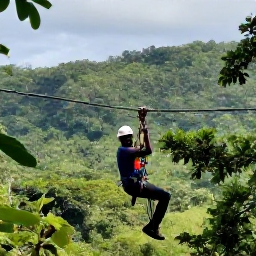 Caribbean Holidays, Jamaica Adventure Holidays, Friendly Jamaican outdoor guide leading visitors through a rainforest adventure, with zip lines and lush tropical hills