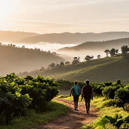 Caribbean Holidays, Jamaica Adventure Holidays, Hikers walking through the Blue Mountains in Jamaica at sunrise, with coffee plantations and misty valleys