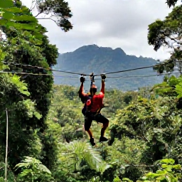 Caribbean Holidays, Jamaica Adventure Holidays, Jamaican zip-line adventure through a dense tropical forest with mountain scenery