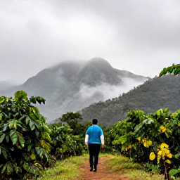 Caribbean Holidays, Jamaica Adventure Holidays, Visitors hiking through the Blue Mountains of Jamaica with misty peaks and coffee plants