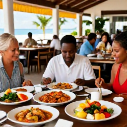 Caribbean Holidays, Jamaica All Inclusive, Jamaican buffet and restaurant dining with colourful local dishes, fresh fruit, seafood and a friendly tropical setting