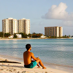 Caribbean Holidays, Jamaica April Breaks, Relaxed Jamaican city break scene with a traveller enjoying a sunny April afternoon near the Caribbean coast