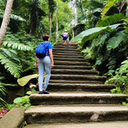 Caribbean Holidays, Jamaica April Holidays, Visitors exploring Dunn's River Falls in Jamaica, climbing natural limestone steps through lush tropical forest