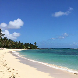 Caribbean Holidays, Jamaica August Breaks, Relaxed Jamaican beach near Kingston with clear turquoise water, palm trees and August sunshine, realistic travel photograph