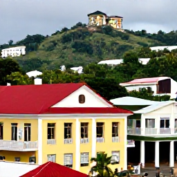 Caribbean Holidays, Jamaica August Holidays, Visitors exploring Kingston, Jamaica, with a view of historic buildings, local artwork and tropical hills in the background