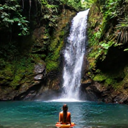 Caribbean Holidays, Jamaica Backpacking April, Backpacker hiking through lush Jamaican rainforest beside a waterfall and clear natural pool