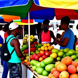 Caribbean Holidays, Jamaica Backpacking, Colourful Jamaican street market with tropical fruit stalls, friendly locals and traditional Caribbean details