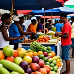 Caribbean Holidays, Jamaica Backpacking December, Colourful Jamaican street market with fresh tropical fruit, local food stalls and friendly people