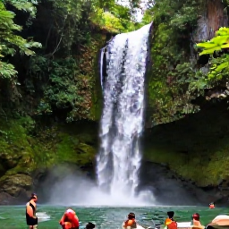Caribbean Holidays, Jamaica Beach Holidays, A lush Jamaican waterfall surrounded by tropical greenery, with visitors enjoying a refreshing July excursion