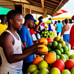 Caribbean Holidays, Jamaica Beach Holidays, Colourful Jamaican market with fresh tropical fruit, friendly local traders and visitors exploring in warm May sunshine