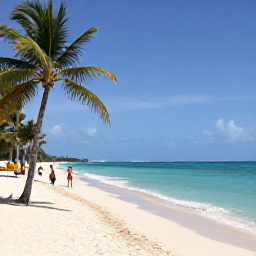 Caribbean Holidays, Jamaica Beach Holidays, Sunny Jamaican beach with turquoise sea, white sand, palm trees and a few relaxed holidaymakers in March