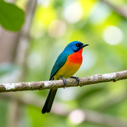 Caribbean Holidays, Jamaica Birdwatching, A colourful Jamaican bird perched on a branch in lush spring forest, with soft morning light
