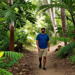 Caribbean Holidays, Jamaica Birdwatching, Friendly local birdwatching guide leading visitors along a Jamaican forest trail in March
