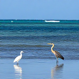 Caribbean Holidays, Jamaica Birdwatching Holidays, Wetland and coastal birdwatching scene in Jamaica with herons, egrets and seabirds near calm blue water