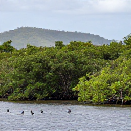 Caribbean Holidays, Jamaica Birdwatching, Quiet birdwatching at a Jamaican wetland with mangroves, waterbirds and distant hills