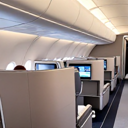 Caribbean Holidays, Jamaica Business Class, A modern business class aircraft cabin with spacious seats, soft lighting and a relaxed passenger preparing for a flight to Jamaica