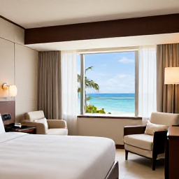 Caribbean Holidays, Jamaica Business Class, Elegant Jamaican resort room with ocean view, comfortable seating and refined business class holiday details