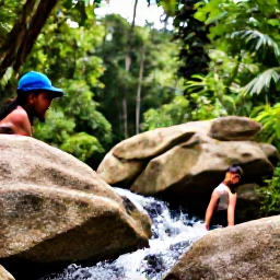 Caribbean Holidays, Jamaica Business Class, Travellers exploring Dunn's River Falls in Jamaica, climbing natural limestone terraces surrounded by lush tropical forest
