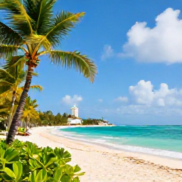 Caribbean Holidays, Jamaica Business Class, Vibrant Montego Bay coastline in August with turquoise sea, palm trees and a bright Caribbean sky