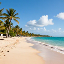 Caribbean Holidays, Jamaica Business Class, Warm January afternoon on a Jamaican beach with clear turquoise water, soft sand and palm trees