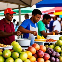 Caribbean Holidays, Jamaica City Breaks, Kingston Jamaica food market with colourful tropical fruit, Jamaican dishes and friendly vendors