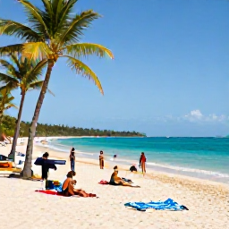 Caribbean Holidays, Jamaica December Holidays, Relaxed Jamaican beach with visitors enjoying sunshine, clear water and festive December holiday atmosphere