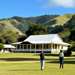 Caribbean Holidays, Jamaica December Holidays, Traveller enjoying Jamaican cultural sightseeing at a historic plantation house near lush green hills in clear December sunshine