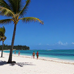 Caribbean Holidays, Jamaica December Tours, Sunny Jamaican beach with turquoise water, palm trees and relaxed travellers enjoying a December holiday