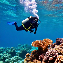 Caribbean Holidays, Jamaica Diving December, Clear turquoise Caribbean water over a colourful coral reef near Jamaica, with a scuba diver exploring tropical marine life in bright December sunshine