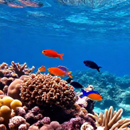 Caribbean Holidays, Jamaica Diving March, Colourful reef fish swimming above Jamaican coral formations in bright, clear Caribbean water