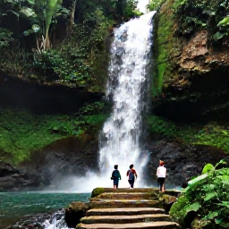Caribbean Holidays, Jamaica Family Holidays, A family exploring Dunn's River Falls in Jamaica, climbing natural stone steps beside lush green tropical plants and flowing water