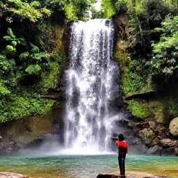 Caribbean Holidays, Jamaica Family Holidays, Family climbing the terraces of Dunn's River Falls in Jamaica with tropical greenery and clear flowing water
